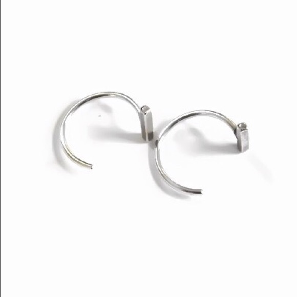 RESTOCKED! Tiny Cute Bar End Hug Half Hoop Threader Earrings Ear Jackets - Picture 6 of 12